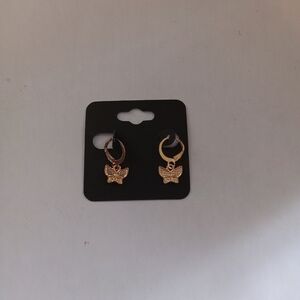 Gold Butterfly Hoop Earrings